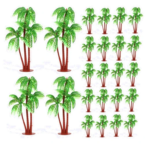 Gyufise 10 Pieces Plastic Green Palm Tree Coconuts Cupcake Toppers Miniature Palm Tree Figurines Cake Toppers Decorations for Micro Aquarium Garden Plant Building Landscape Birthday Party Supplies