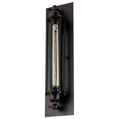 Sunlite 07038-SU Vintage-Inspired Tubular Cage Wall Sconce, Steampunk Industrial Light, Antique Style Metal Fixture, Medium Base Socket (Bulb Not Included), Rustic Farmhouse Design, Matte Black Finish