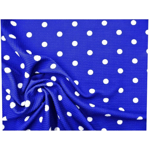 Generic Bullet Printed Liverpool Textured Fabric Stretch Blue White Small Polka Dot S42