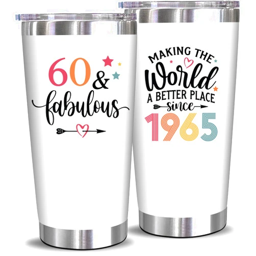 NEWELEVEN 60th Birthday Gifts For Women - 1965 60th Birthday Decorations For Women - Turning 60-60 Year Old Gifts For Women, Mom, Wife - 20 Oz Tumbler