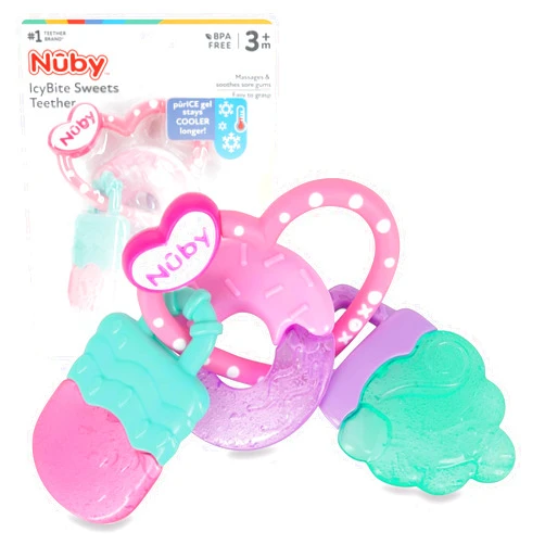 Nuby IcyBite Popsicle, Donut and Ice Cream Teether Ring - 3+ Months