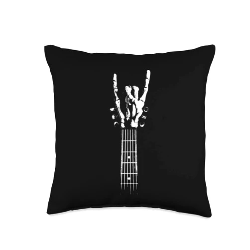 Musikinstrumente Gitarristen lustige Sprüche Chip Fork Rock Guitar Graphic-Party Partner Design Throw Pillow, 16x16, Multicolor