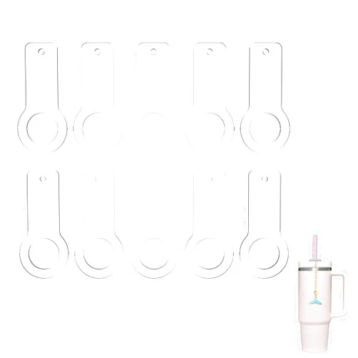 ERZHE 10 PCS blank Straw Charm, Straw Charm Clips for Tumbler Cup, Accessories Compatible Straw Toppers Charm Blank for Stanley Decorations