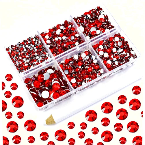 Briskbloom 4500PCS Resin Flatback Rhinestone, 2mm 3mm 4mm 5mm 6mm Siam/Red Flatback Rhinestones for Tumblers, Nails Art, Mugs, Bottles, Craft Decoration, Loose Bling Glitter Gem Stone