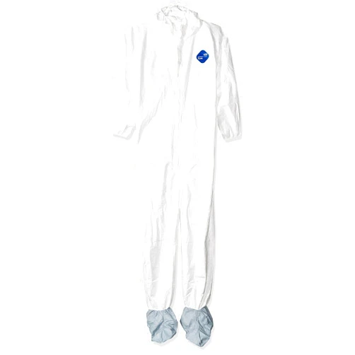 DuPont unisex-adult TY122S Disposable Elastic Wrist, Bootie & Hood White Tyvek Coverall Suit 1414, Large