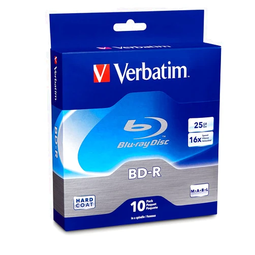Verbatim BD-R 25GB 16X Blu-ray Recordable Media Disc - Spindle - 97238, Branded, 10 Pack