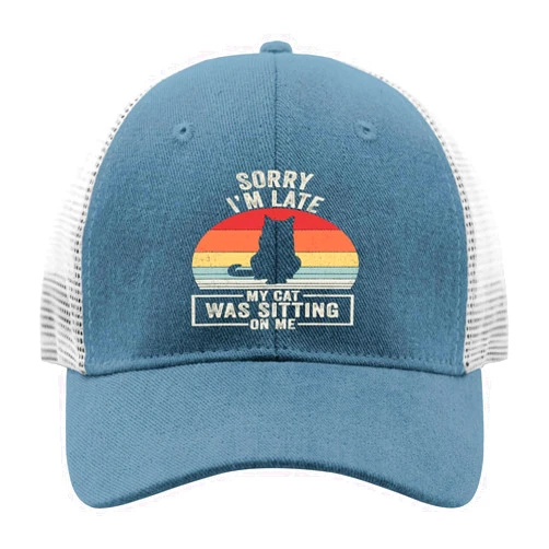 Generic Vintage Retros Sorry I'm Late My Cat was Sitting On Me Meows Caps Women Cap Men's Hats & Caps Gifts for Boyfriends