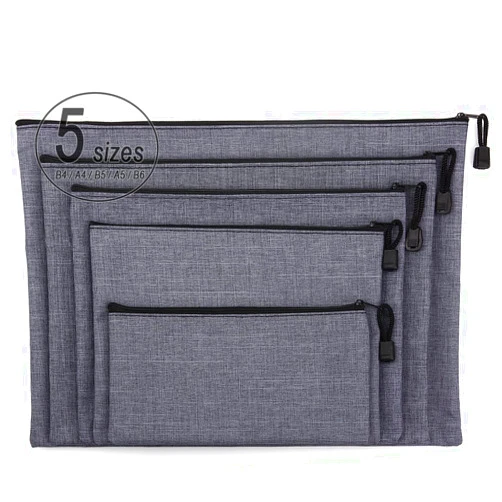 ADVcer 5 Pack Canvas Zipper Tool Bag Set - 5 Sizes B4 A4 B5 A5 B6, Heavy Duty Waterproof Multipurpose Utility Multi Tool Storage Pouch Case for Organizing & Sorting Household Tools, Spare Parts (Gray)