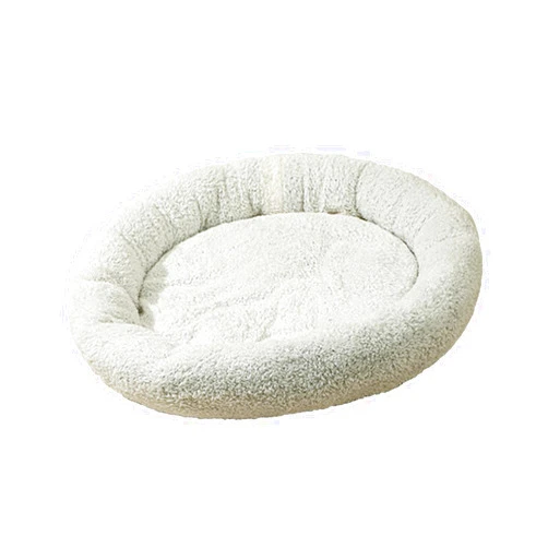 Leefasy Plush Round Pet Bed Cat Bed, Self Warming, Cozy Snooze Indoor Cats Autumn Winter Sleeping Dog Beds Pet Cushion for Puppy Kitten Cats, White