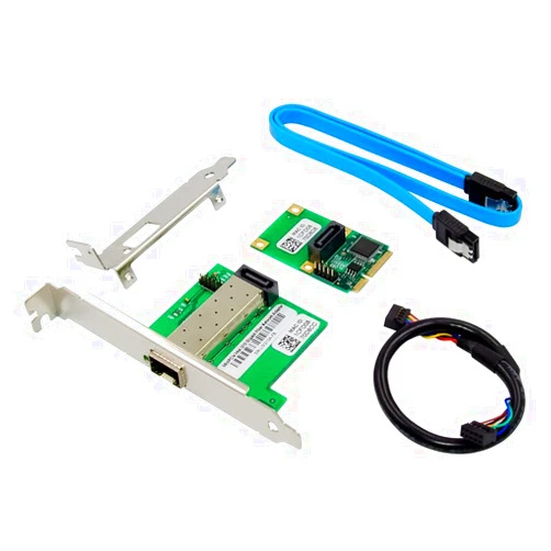 HINYSENO Mini PCI-E Single Port SFP Ethernet 10/100/1000Mbps Gigabit LAN Card Network Interface Controller Card for Intel 210AS Chipset Full/Low Profile Bracket
