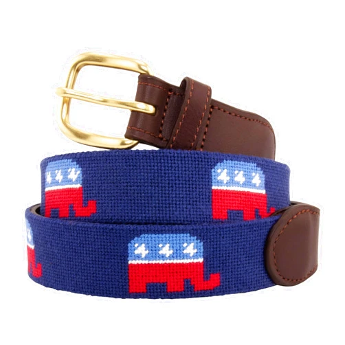 Huck Venture Full Grain Leather Needlepoint Belts for Men Handmade w/Cotton & Solid Brass Buckle