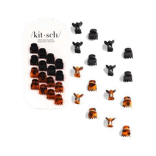 Kitsch Small Hair Clips for Women - Stylish Baby Hair Clips | Stays In Place Without Pulling or Snagging | Durable Plastic, Sturdy - Tortoise & Black, 16 Pcs