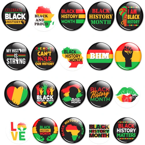 Dvbonike 40/100Pcs Black History Month Buttons Pins Black Power Round Badges Black and Proud Decoration My History Is Strong Brooch Pin for Black lives Matter Activity Supplies Clothe Bag Accessories