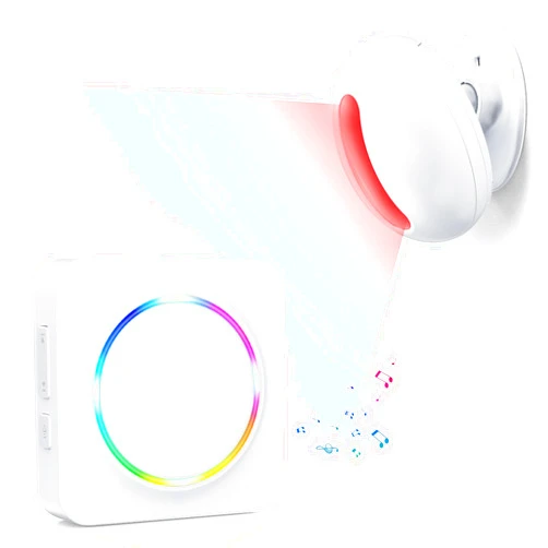 COTINSE Wireless Motion Sensor Alarm Indoor -Door Chime for Business, Store Welcome Buzzer Monitor with Colorful LED Light 500 FT Range Commercial Door Entry Alert, Caregiver Reminder for Elderly