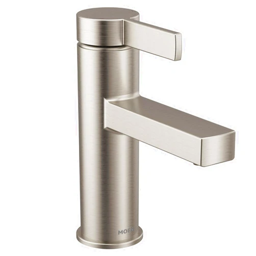 Moen Beric Spot Resist Nickel Modern One-Handle Single Hole Bathroom Faucet with Drain Assembly and Optional Deckplate for Your Bath Sink, 84774SRN