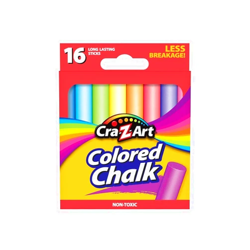 Cra-Z-Art Colored Chalk, Assorted Colors, 16/Box (10801-48)