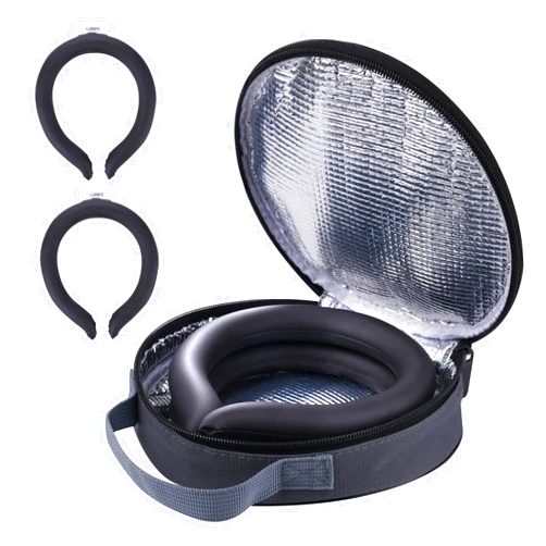 CJZNPD 2Pcs.Neck Cooler Ice Ring with Insulated Bag. Wearable Body Cooling Tube for Hot Weather, Gel Ice Collar for in/Outdoor Workers, Sports. Reusable Cool Wraps, (Black*2)