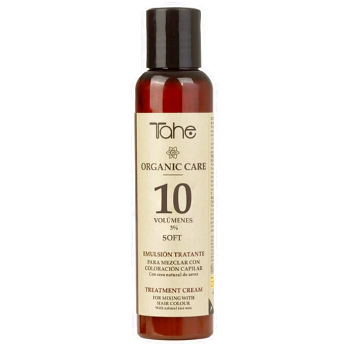 Tahe Organic Care Oxygenated Emulsion for Hair Coloring Mix, For Difficult Gray Coverage. ECO-certified and Animal Friendly ingredients. (10 Vol 100ml)