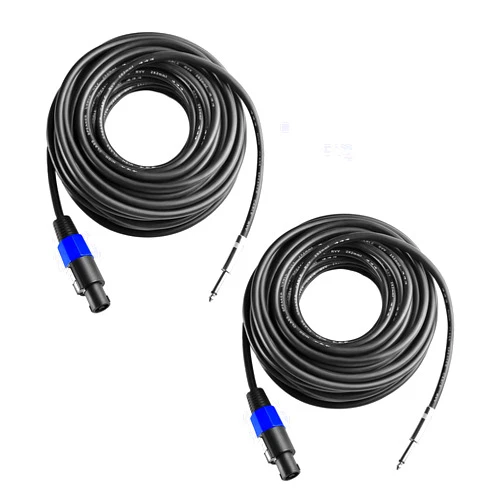 Yoico 2Pcs 6 Feet Professional Speakon to 1/4 Speaker Cable, Pair 10 ft 12 Gauge Speakon to 1/4 Male Inch Audio Amplifier Connection Heavy Duty Cord Wire with Twist Lock