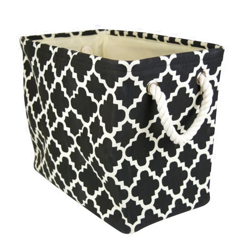 DII Polyester Container with Handles, Lattice Storage Bin, Large, Black