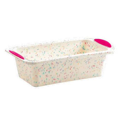 Trudeau Structure Loaf Pan Silicone Bakeware, Medium, White Confetti