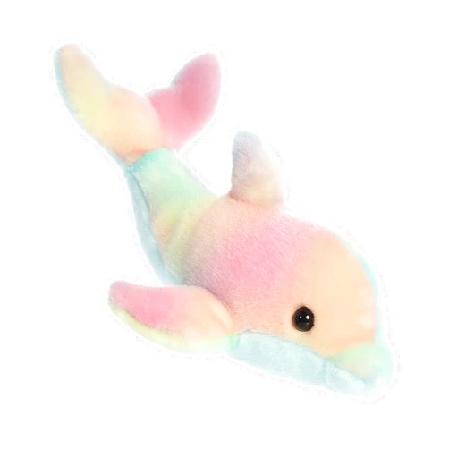 Aurora® Adorable Mini Flopsie™ Dolphin Stuffed Animal - Playful Ease - Timeless Companions - Rainbow 8 Inches