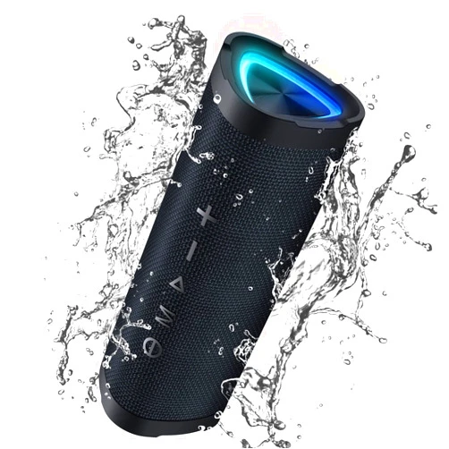 Vanzon Bluetooth Speakers,V40 IPX7 Waterproof Portable Wireless Speaker with 24W Loud Stereo Sound&Up to 24H Playtime,TWS,RGB Multi-Colors Rhythm Lights for Outdoor, Home, Party, Beach, Travel-Black