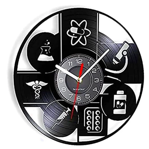 LKCLOCK Pharmacist Medical Vinyl Wall Clock Science Wall Art Pharmacy Clinic Clock Chemist Invention Gift 12 Inches (30cm)