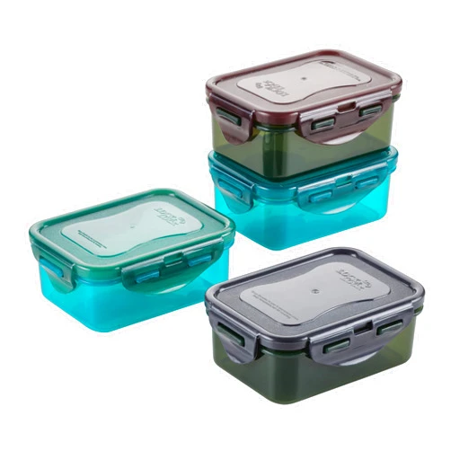 LocknLock Lock & Lock ECO Food Storage Containers/Bin Set/BPA-Free/Dishwasher Safe, Rectangular, 4 Piece - Rectangle, Assorted Colors