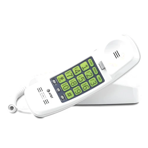 AT&T TRIMLINE 213 Corded Home Phone with Extra Big Buttons & Visual Ringer. No AC Power Required, Improved Easy-Wall-Mount, Lighted Keypad, 10 Speed Dial Keys, Volume Control, Senior Friendly. White