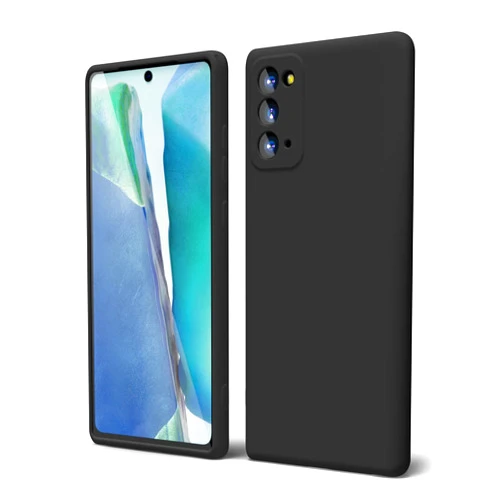 oakxco Designed for Samsung Galaxy Note 20 5G Phone Case Liquid Silicone Grip, Cute Thin Slim Soft Rubber TPU Plain Smooth Gel Cover for Women Girl, Matte Solid Protective & Shockproof, Black