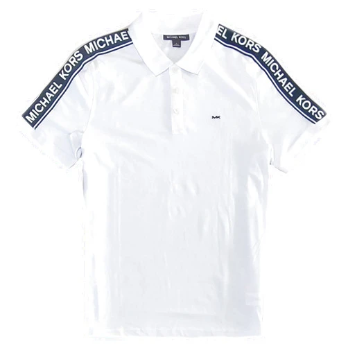 Michael Michael Kors Michael Kors Mens MK Logo 100% Cotton White/Black Polo Shirt (XL), X-Large