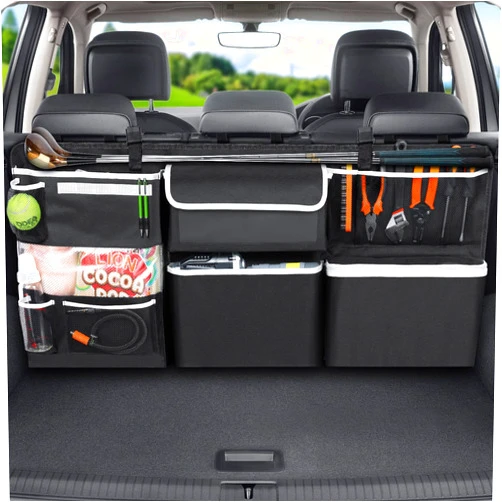 Oasser Car Storage Organizer New Version, Hanging Trunk Organizer with 10 Different Functional Storage Bags, Car Trunk Organizer for SUV Truck MPV VAN