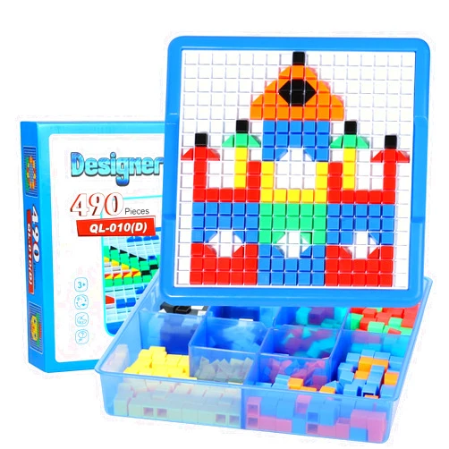 ZOZOPLAY Kids Toys Mosaic Puzzle,490Pcs Building Blocks,Educational Toys with 6 Assembly Drawing,STEM Toys for 4+ Year Old(Small Cube)