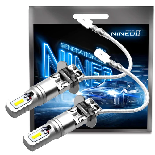 NINEO H3 LED Fog Light Bulbs - CSP Chips 6500K 800LM Cool White Extremely Bright - Pack of 2