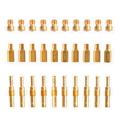 A ABIGAIL 20 Pcs Carburetor Main Jets and 10 Pcs Slow Pilot Jets for Keihin OKO KOSO CVK PE PWK Carb, Brass Jet Kit