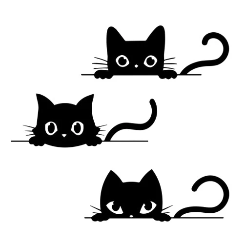 Ten Four Distributions Cute Peeking Cat Adorable Gifts Pet Lover Cool Vinyl Sticker Decal Vinyl Decal Sticker Premium Quality Black For Car Bumper Truck Van SUV Window Wall Boat Cup Tumblers Laptop or Any Smooth Surface 6x2 Pack of 3