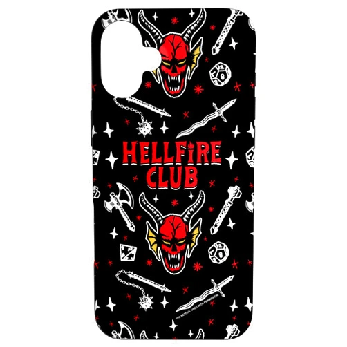 Stranger Things iPhone 16 Plus Stranger Things Hellfire Club Textbook Pattern Case