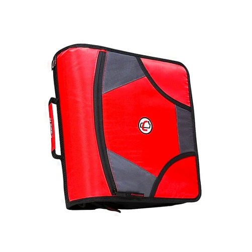 Case it Case-it The King Sized Zip Tab Zipper Binder - 4 Inch D-Rings - 5 Subject File Folder - Multiple Pockets - 800 Sheet Capacity - Comes with Shoulder Strap - Red D-186