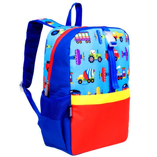 Wildkin Pack-it-All Kids Backpack – Durable, Spacious, Adjustable for School & Travel - Trains, Planes, and Trucks