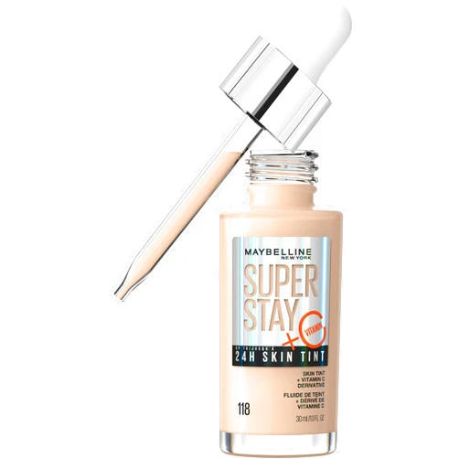 Maybelline New York Super Stay Up to 24HR Skin Tint, Radiant Light-to-Medium Coverage Foundation, Makeup Infused With Vitamin C, 118, 1 Count Super Stay Skin Tint 118