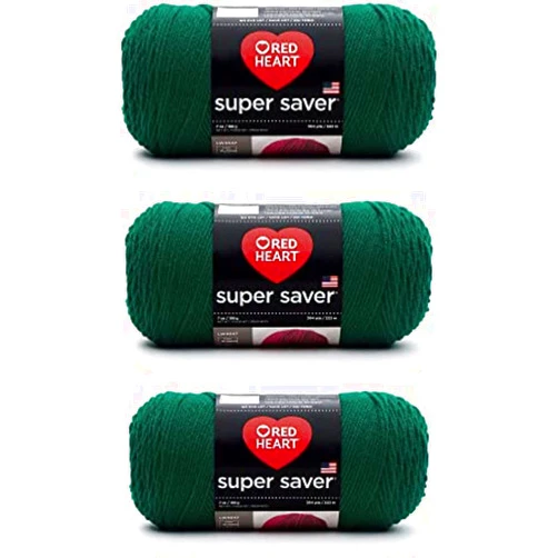 Red Heart Super Saver Paddy Green Yarn - 3 Pack of 198g/7oz - Acrylic - 4 Medium (Worsted) - 364 Yards - Knitting/Crochet