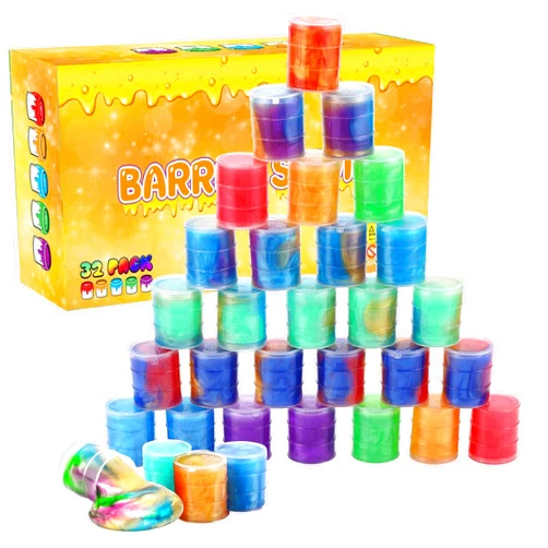 GALXSLIMR Barrel Slime 32 Pack, Galaxy Slime Party Favor for Kids, Super Soft and Stretchy Slime Kit for Kids Valentine, Classroom Prizes, Carnival Prizes, Easter Goodies Bag Stuffer for Girls Boys