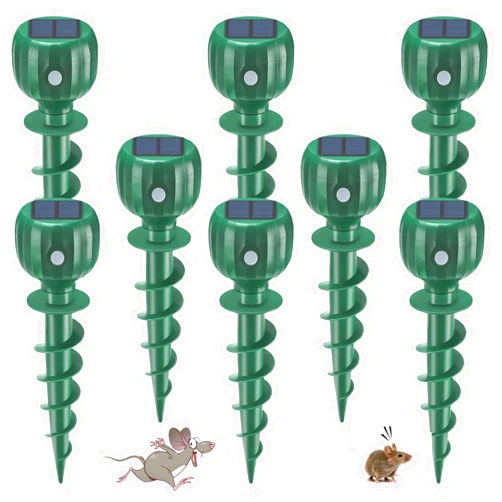Letyet Mole Repellent Solar Powered - 3 Modes IPX7 Waterproof Gopher Vole Repellent Outdoor - Solar Mole Repellent Ultrasonic Sonic Mole Spikes Deterrent Moles Groundhog Chipmunk Repellent for Lawn,8 Pack