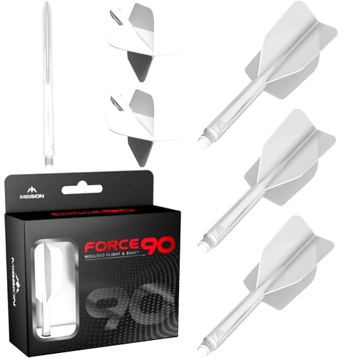 Mission Darts Force 90 | Integrated Precision Moulded Dart Flight And Shaft System, Pack of 3 Professional Highly Durable 2-In-1 Combined Dart Flights And Stems | Slim
