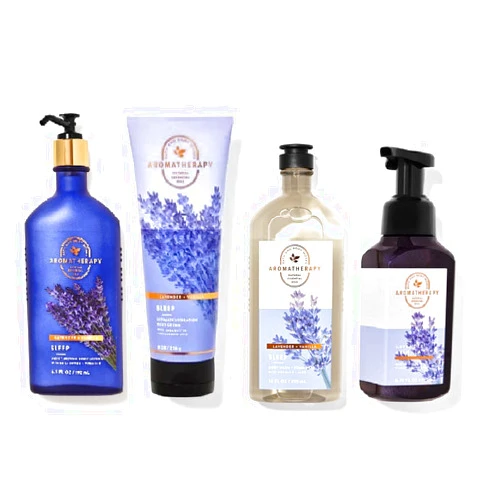Bath & Body Works Bath and Body Works Aromatherapy LAVENDER + VANILLA Deluxe Gift Set - Body Cream - Body Lotion - Body Wash and Gentle Foaming Hand Soap