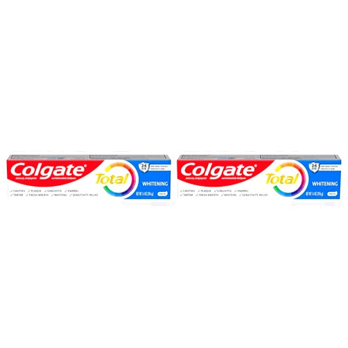 Colgate Total Whitening Travel Toothpaste, Mint Toothpaste for Travel, Carry-On Size Toothpaste, 1.4 Oz Tube (Pack of 2)