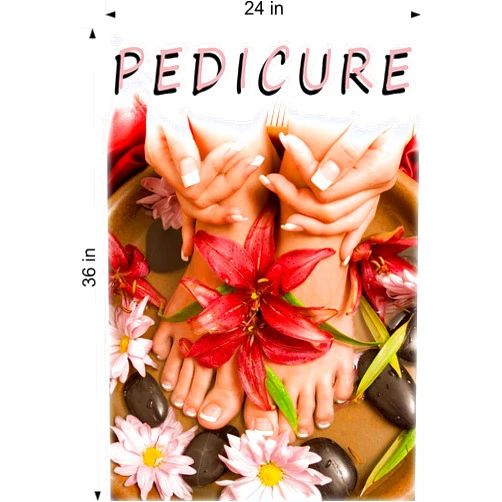 NAILSIGNS.com Pedicure XIX Services Nail Salon Sign Advertising Marketing Décor Vertical (Photo-Realistic Paper Poster Matte Non-Laminated [Indoors], 36