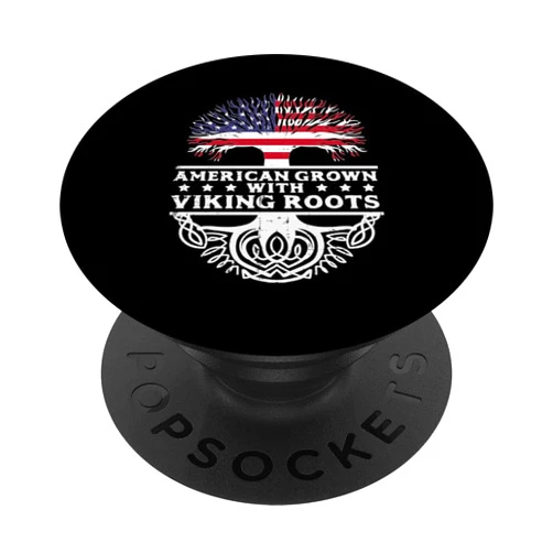 Norse Mythology Phone Viking Men Women Kids Gift American Grown With Viking Roots US Flag Tree Men Women Kids PopSockets Standard PopGrip
