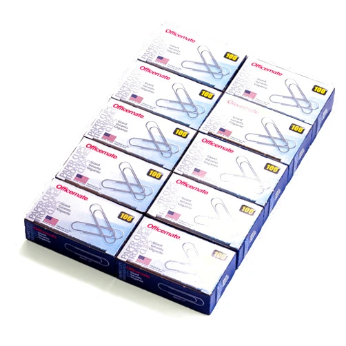 Officemate OIC Officemate Giant Paper Clips, Pack of 10 Boxes of 100 Clips Each (1,000 Clips Total) (99914)